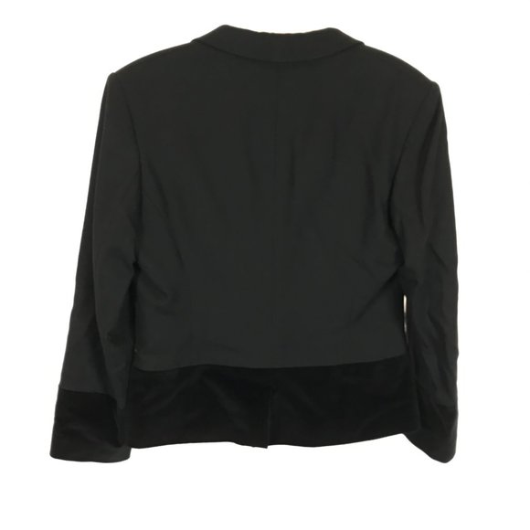 Womens Size Medium Piazza Sempione Black Velvet Accent One-Button Blazer Jacket - Picture 4 of 4